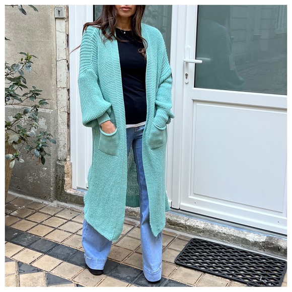 #45 Boho Made In Italy Soft Oversized  Sweater Knit Cardigan - Picture 3 of 8